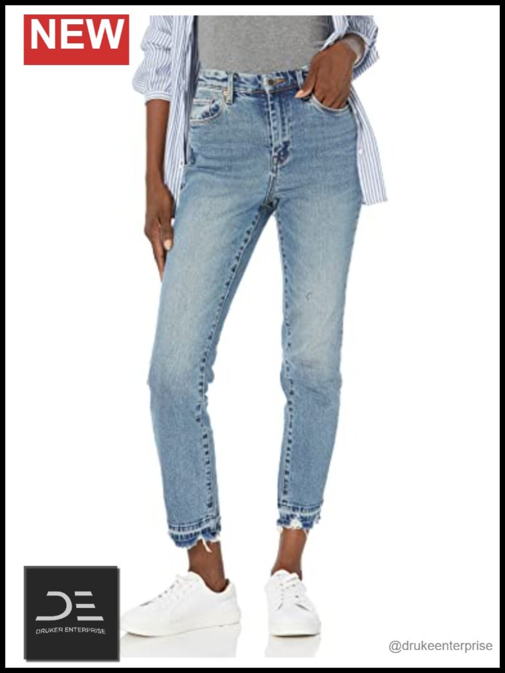 High-Rise Cropped Jeans, 99% Cotton 1% Spandex, Relaxed Fit, Mid-Rise Waist